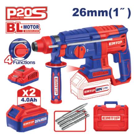 PowerStrike 20V Cordless Rotary Hammer, Brushless, 4-Mode, 22mm Concrete Drill Capacity